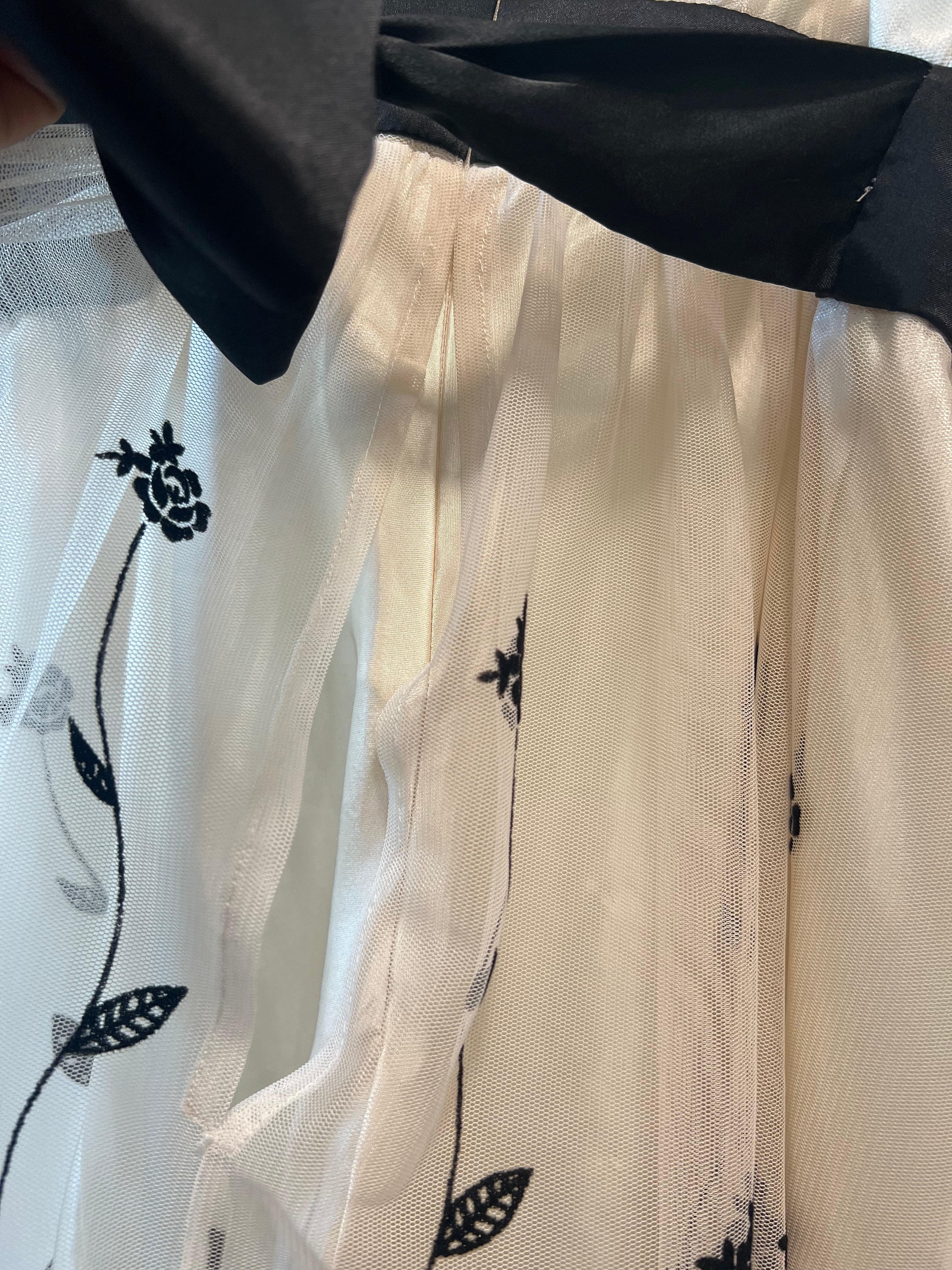 White and black floral dress