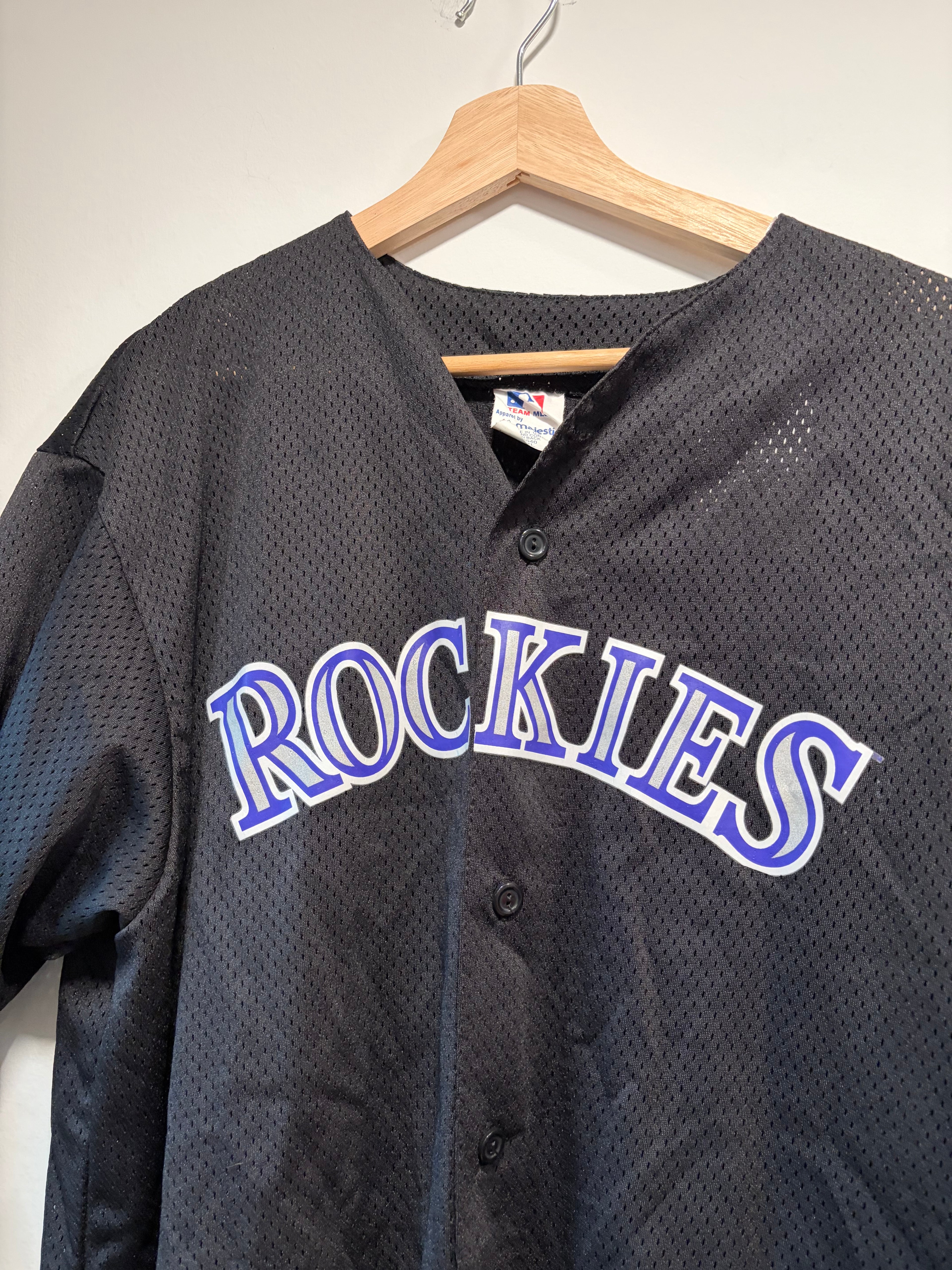 Vintage 90s Colorado Rockies Black Baseball Jersey (Size XL)