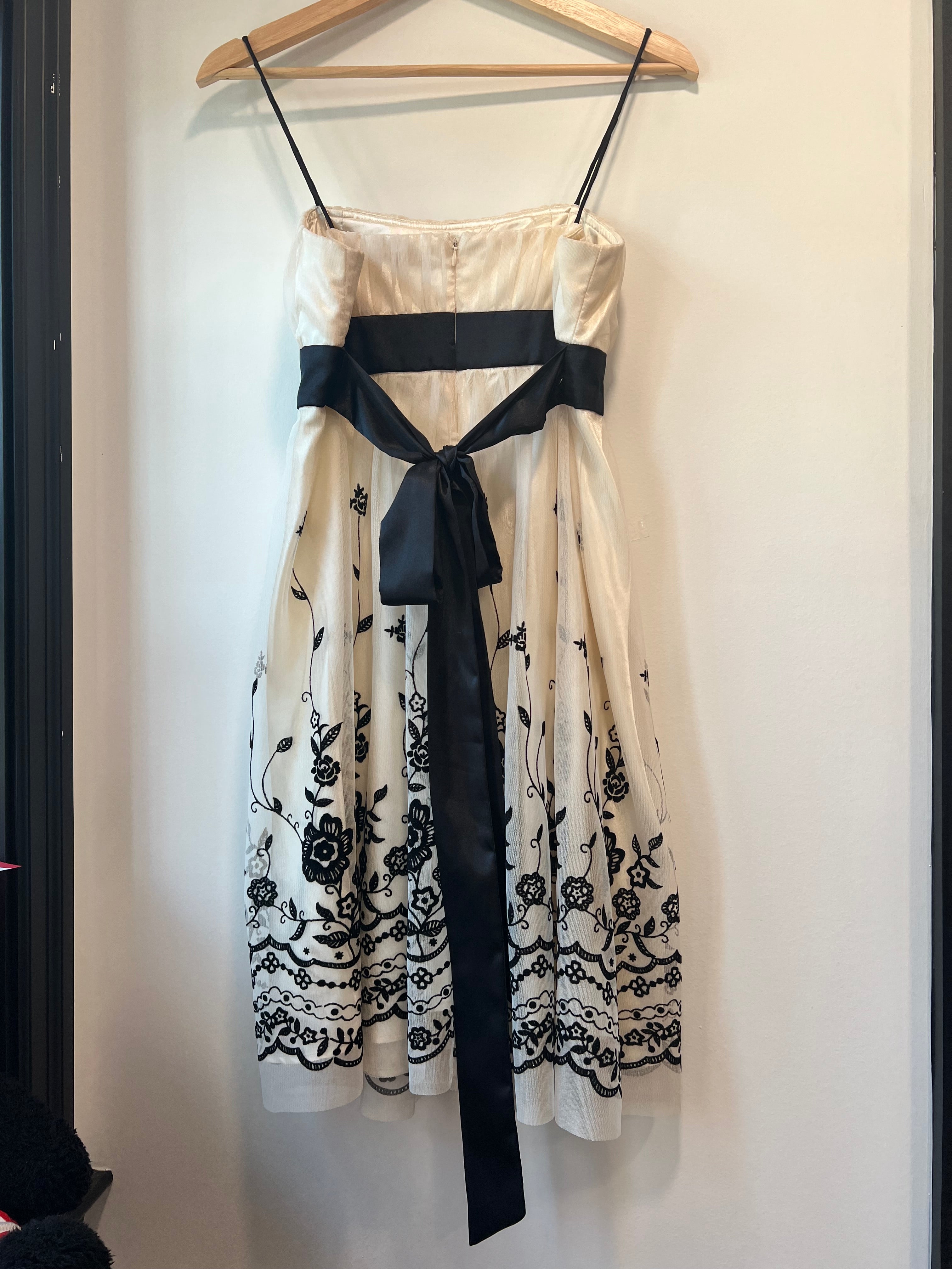 White and black floral dress