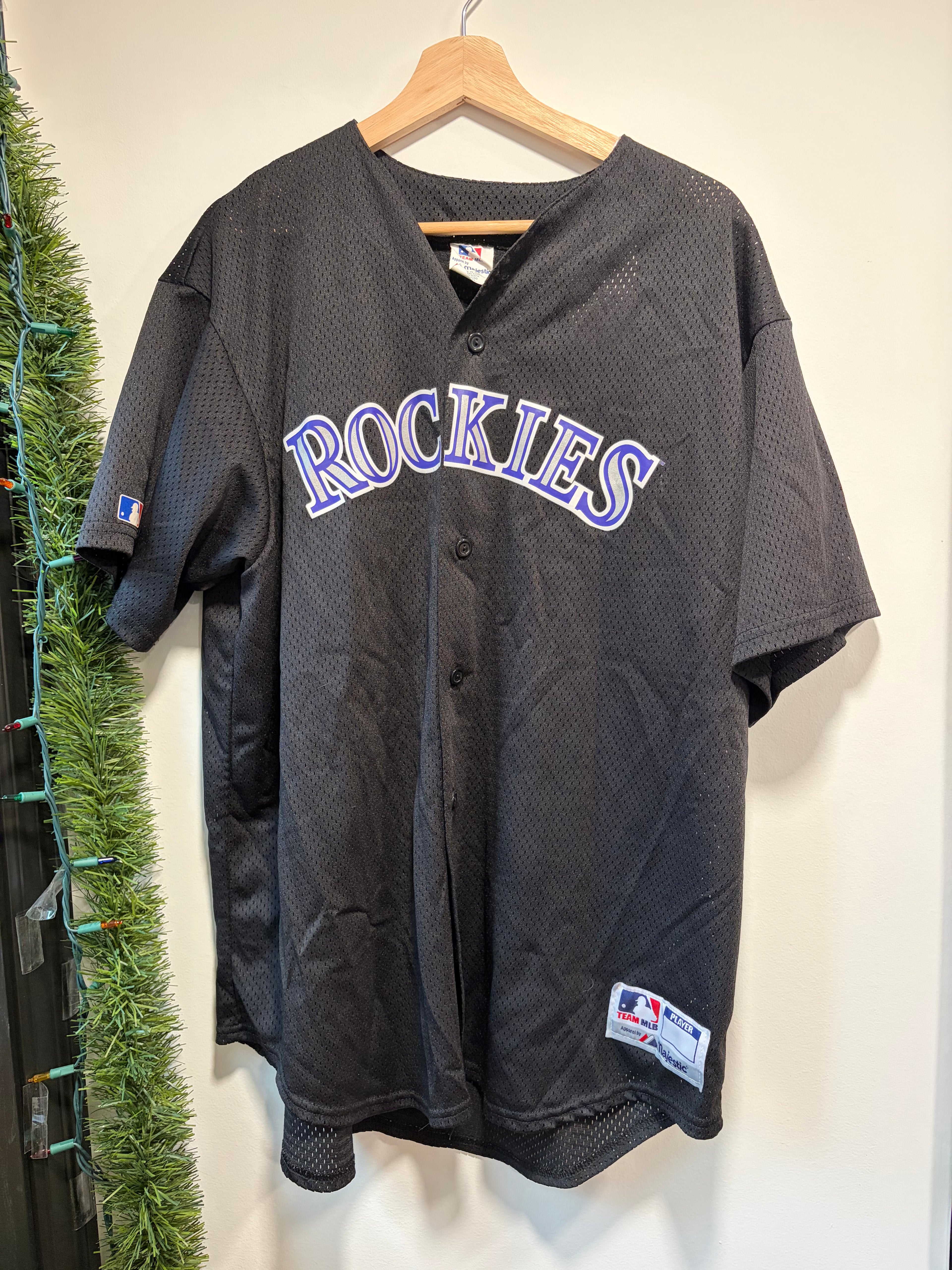 Vintage 90s Colorado Rockies Black Baseball Jersey (Size XL)